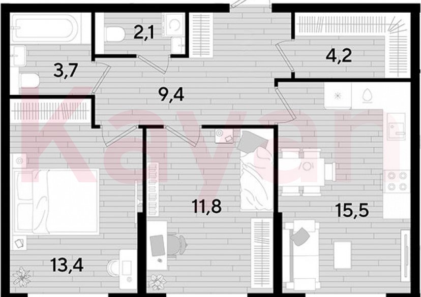 Продажа 2-комн. квартиры, 60.1 кв.м фото 0 Продажа 2-комн. квартиры, 60.1 кв.м фото 0
