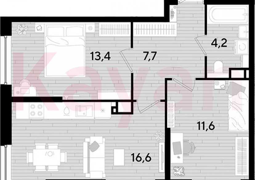 Продажа 2-комн. квартиры, 53.5 кв.м фото 0
