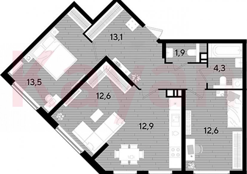 Продажа 2-комн. квартиры, 70.9 кв.м фото 0