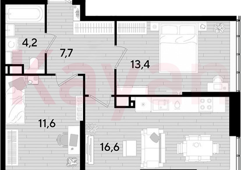 Продажа 2-комн. квартиры, 53.5 кв.м фото 0