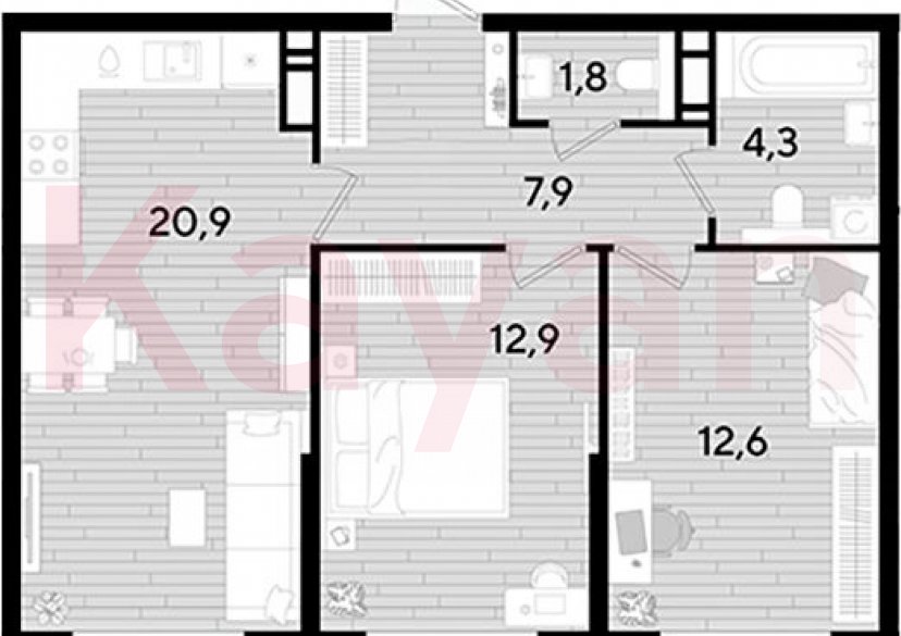 Продажа 2-комн. квартиры, 60.4 кв.м фото 0