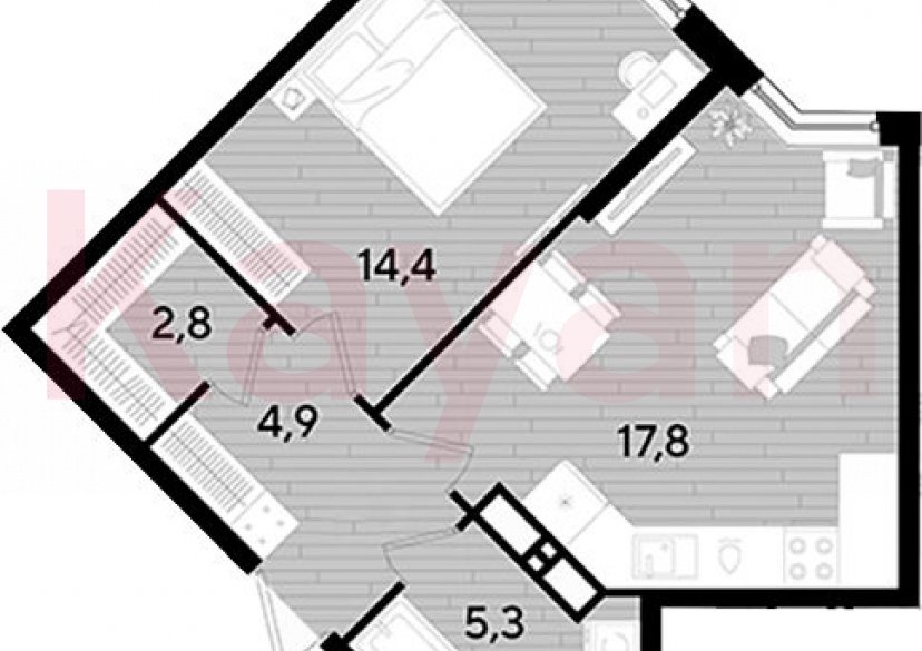 Продажа 1-комн. квартиры, 45.2 кв.м фото 0