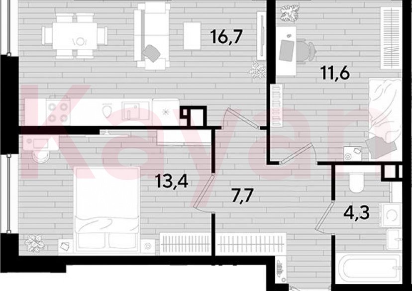 Продажа 2-комн. квартиры, 53.7 кв.м фото 0 Продажа 2-комн. квартиры, 53.7 кв.м фото 0