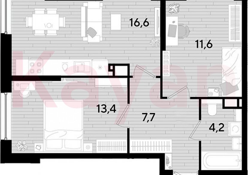 Продажа 2-комн. квартиры, 53.5 кв.м фото 0 Продажа 2-комн. квартиры, 53.5 кв.м фото 0
