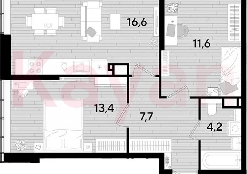 Продажа 2-комн. квартиры, 53.5 кв.м фото 0