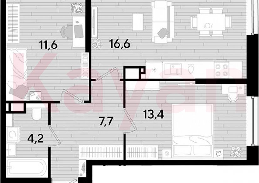 Продажа 2-комн. квартиры, 53.5 кв.м фото 0 Продажа 2-комн. квартиры, 53.5 кв.м фото 0