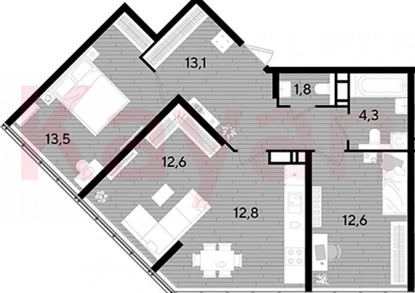Продажа 2-комн. квартиры, 70.7 кв.м фото 0 Продажа 2-комн. квартиры, 70.7 кв.м фото 0
