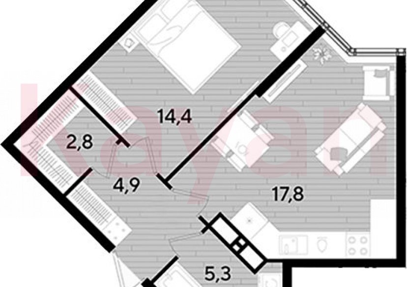 Продажа 1-комн. квартиры, 45.2 кв.м фото 0
