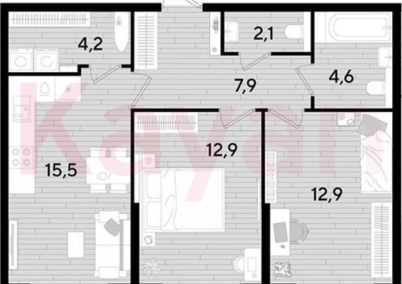 Продажа 2-комн. квартиры, 60.1 кв.м фото 0 Продажа 2-комн. квартиры, 60.1 кв.м фото 0