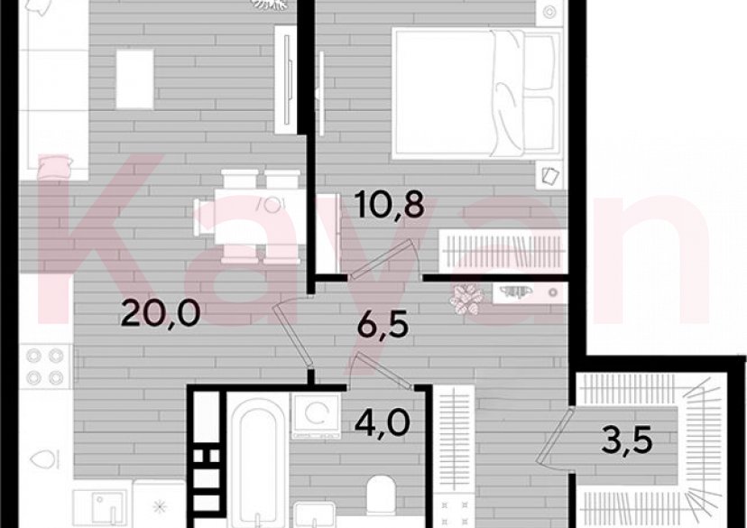Продажа 1-комн. квартиры, 44.8 кв.м фото 0 Продажа 1-комн. квартиры, 44.8 кв.м фото 0