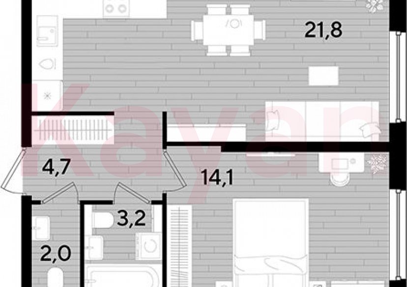 Продажа 1-комн. квартиры, 45.8 кв.м фото 0
