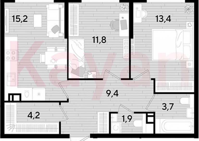 Продажа 2-комн. квартиры, 59.6 кв.м фото 0 Продажа 2-комн. квартиры, 59.6 кв.м фото 0