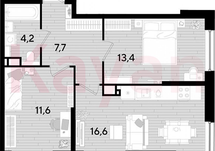 Продажа 2-комн. квартиры, 53.5 кв.м фото 0
