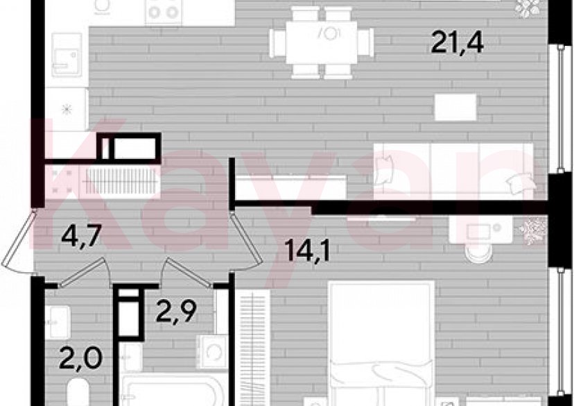 Продажа 1-комн. квартиры, 45.1 кв.м фото 0 Продажа 1-комн. квартиры, 45.1 кв.м фото 0