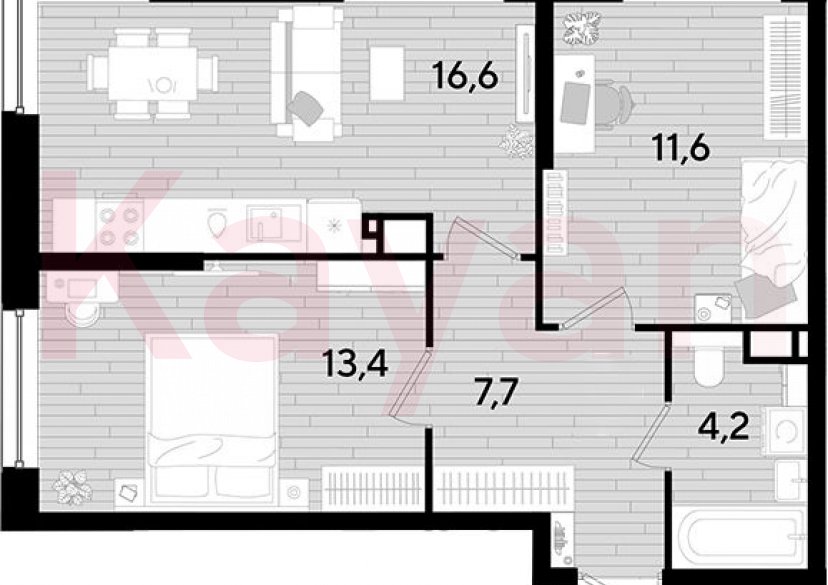Продажа 2-комн. квартиры, 53.5 кв.м фото 0 Продажа 2-комн. квартиры, 53.5 кв.м фото 0