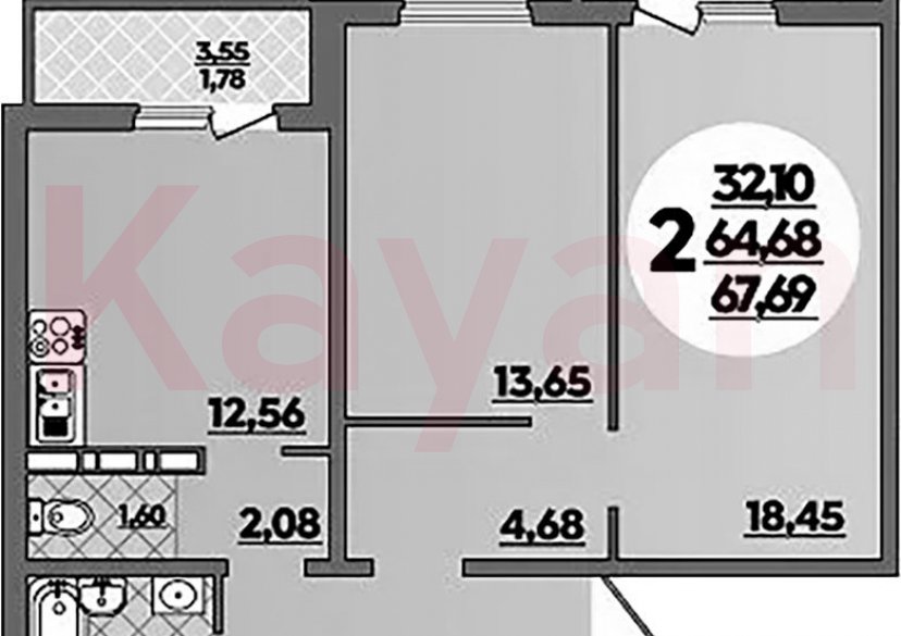 Продажа 2-комн. квартиры, 64.68 кв.м фото 0 Продажа 2-комн. квартиры, 64.68 кв.м фото 0