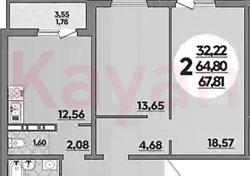 Продажа 2-комн. квартиры, 64.8 кв.м фото 0