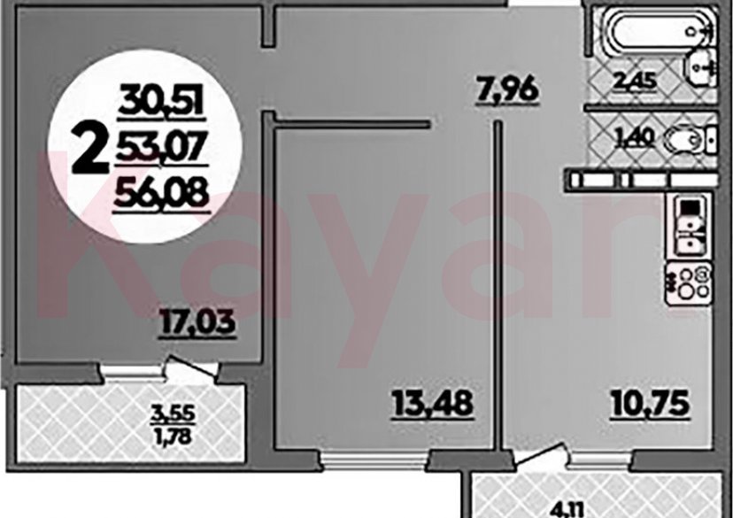 Продажа 2-комн. квартиры, 53.07 кв.м фото 0