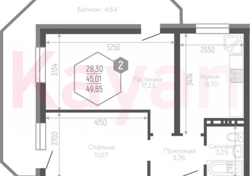 Продажа 2-комн. квартиры, 44.86 кв.м фото 0