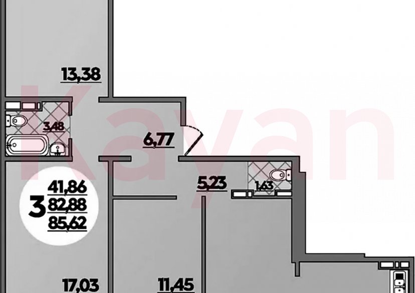 Продажа 3-комн. квартиры, 82.88 кв.м фото 0