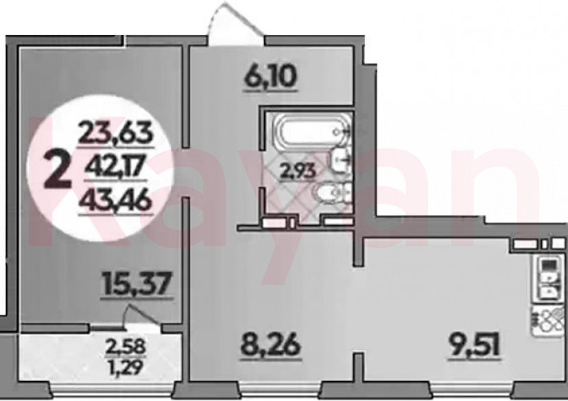 Продажа 2-комн. квартиры, 42.17 кв.м фото 0 Продажа 2-комн. квартиры, 42.17 кв.м фото 0