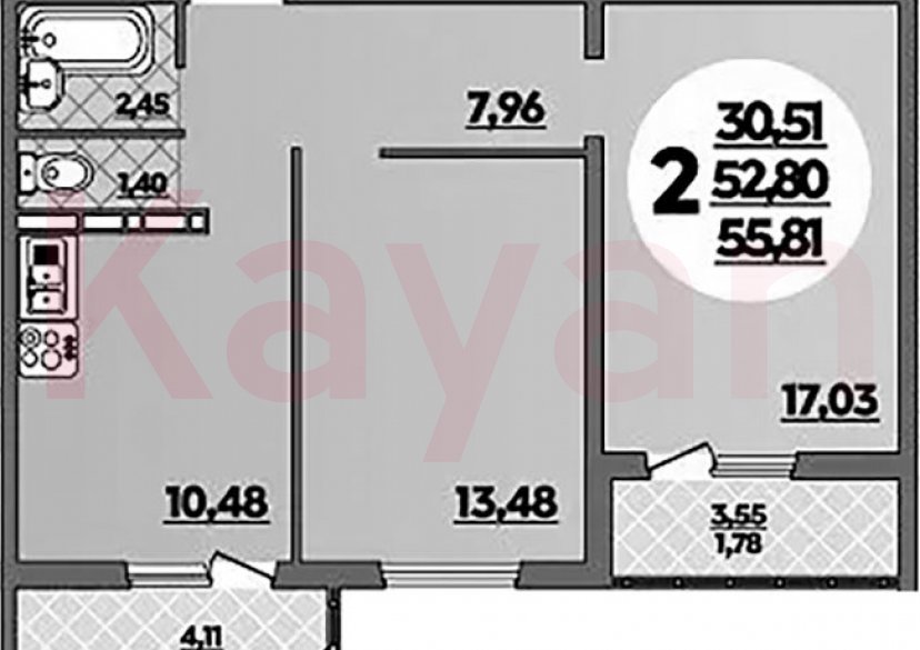 Продажа 2-комн. квартиры, 52.8 кв.м фото 0 Продажа 2-комн. квартиры, 52.8 кв.м фото 0