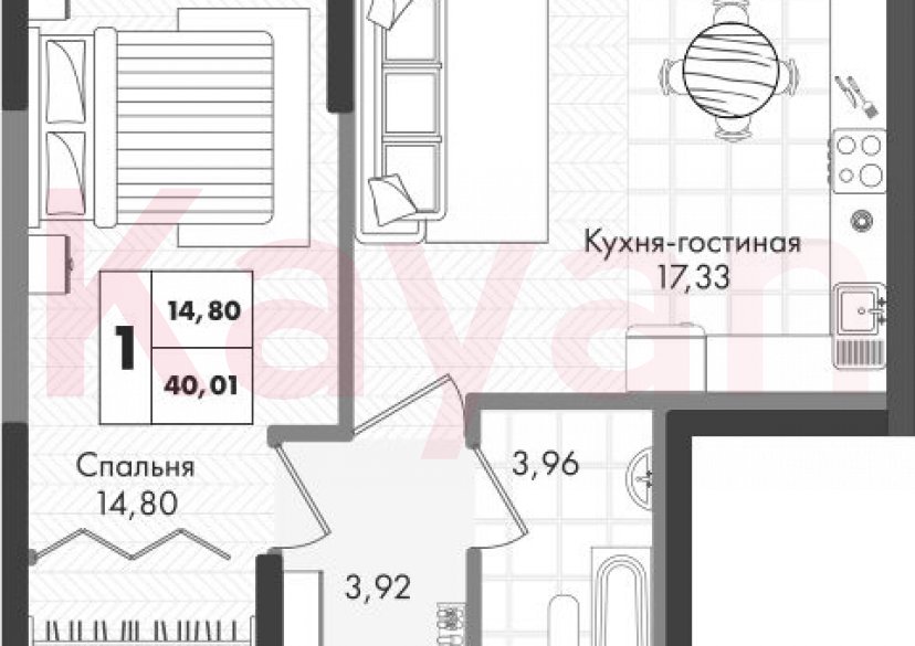 Продажа 2-комн. квартиры, 40.01 кв.м фото 0