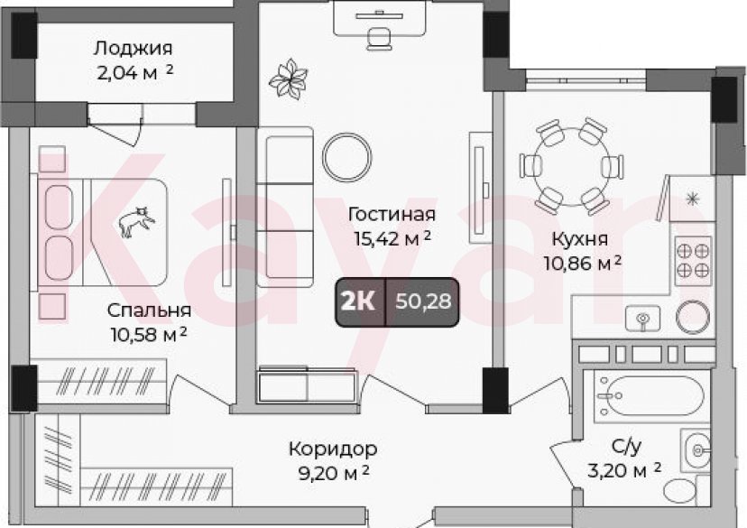 Продажа 2-комн. квартиры, 49.26 кв.м фото 0