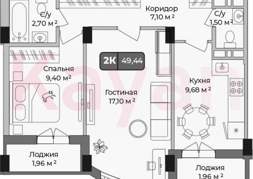 Продажа 2-комн. квартиры, 47.48 кв.м фото 0 Продажа 2-комн. квартиры, 47.48 кв.м фото 0
