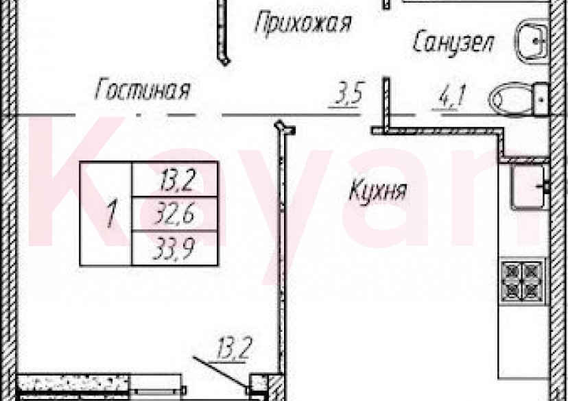 Продажа 1-комн. квартиры, 32.6 кв.м фото 0