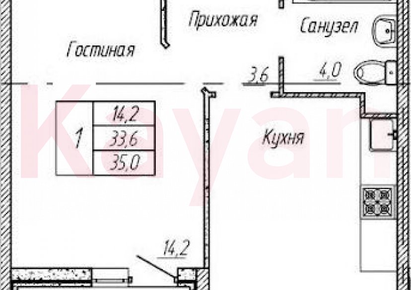 Продажа 1-комн. квартиры, 33.6 кв.м фото 0