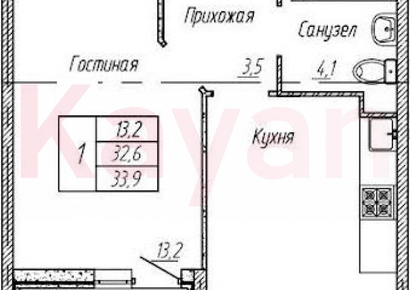 Продажа 1-комн. квартиры, 32.1 кв.м фото 0