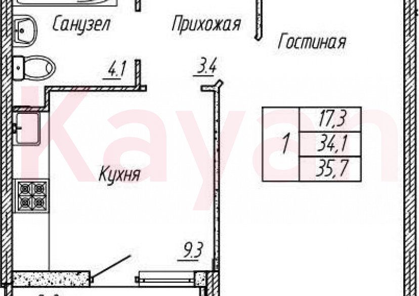 Продажа 1-комн. квартиры, 34.1 кв.м фото 0 Продажа 1-комн. квартиры, 34.1 кв.м фото 0