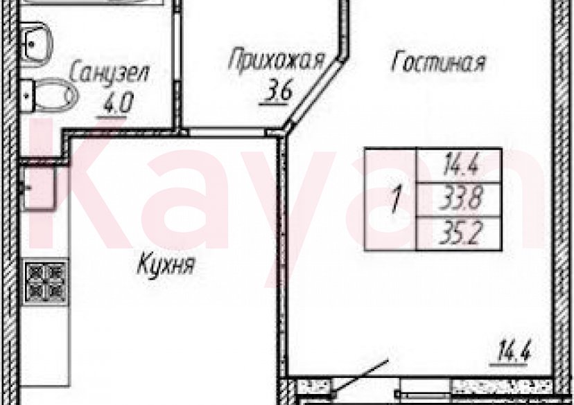 Продажа 1-комн. квартиры, 33.8 кв.м фото 0