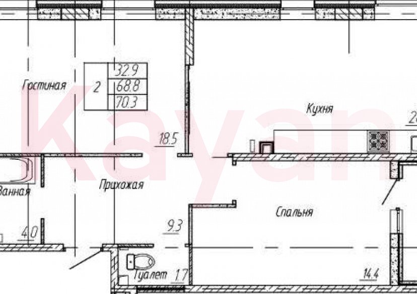 Продажа 2-комн. квартиры, 68.8 кв.м фото 0