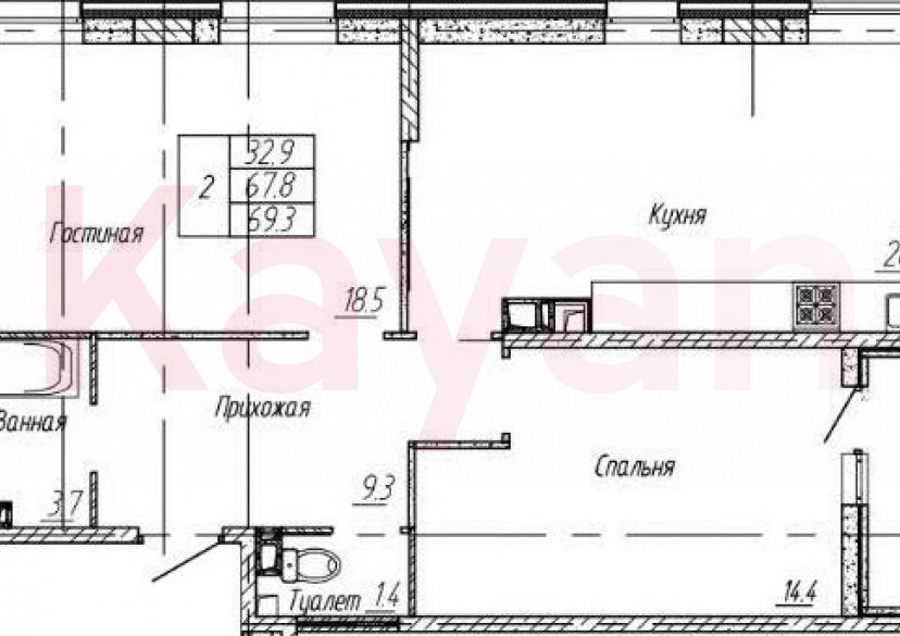 Продажа 2-комн. квартиры, 67.8 кв.м фото 0