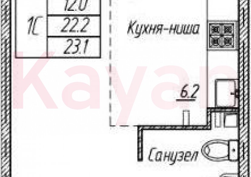 Продажа студии, 22.2 кв.м фото 0 Продажа студии, 22.2 кв.м фото 0