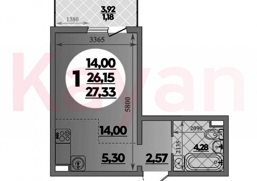 Продажа студии, 26.15 кв.м фото 0