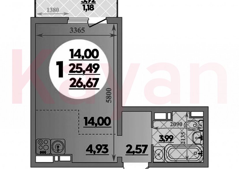 Продажа студии, 25.49 кв.м фото 0