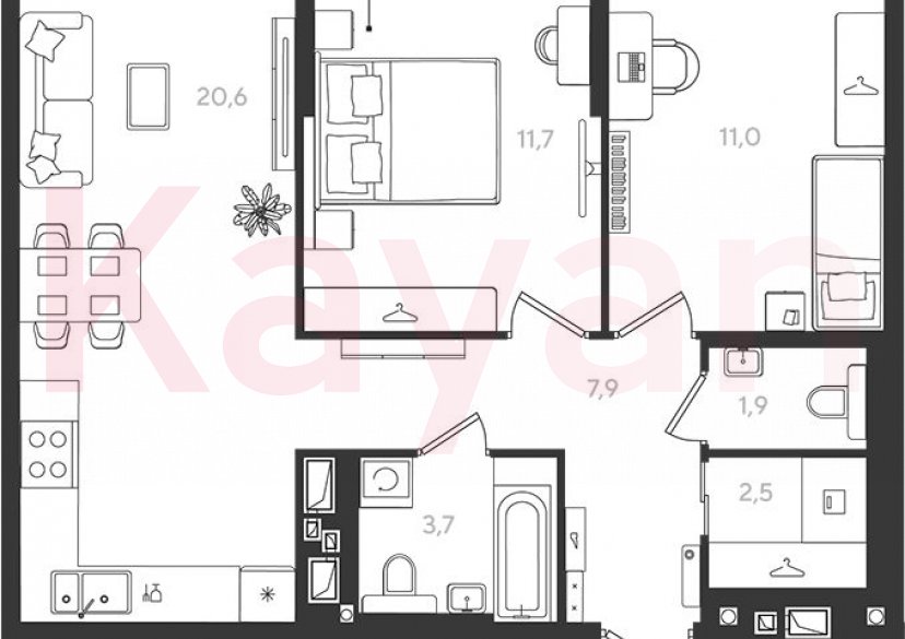 Продажа 2-комн. квартиры, 59.3 кв.м фото 0