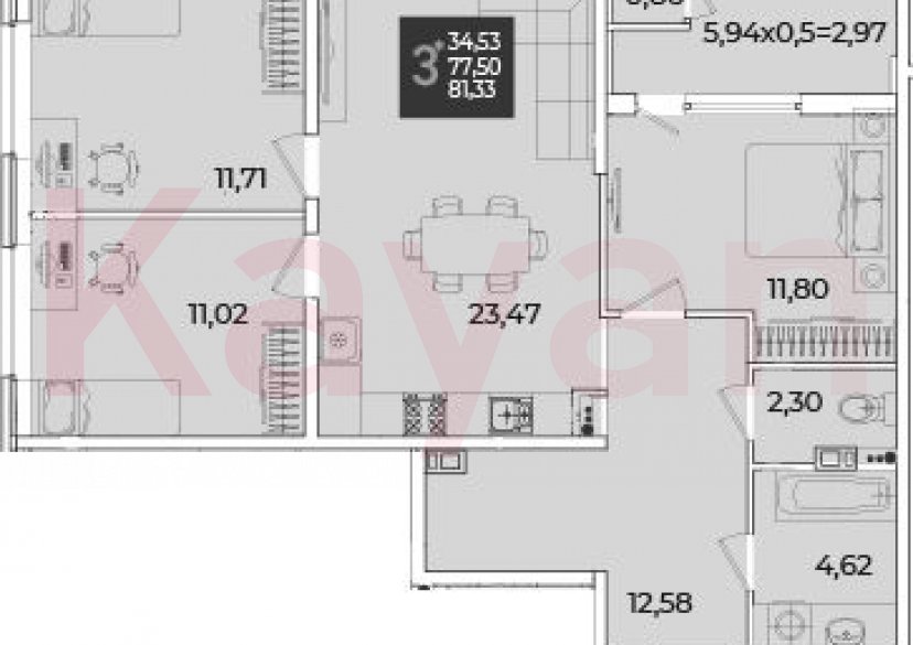 Продажа 3-комн. квартиры, 77.5 кв.м фото 0