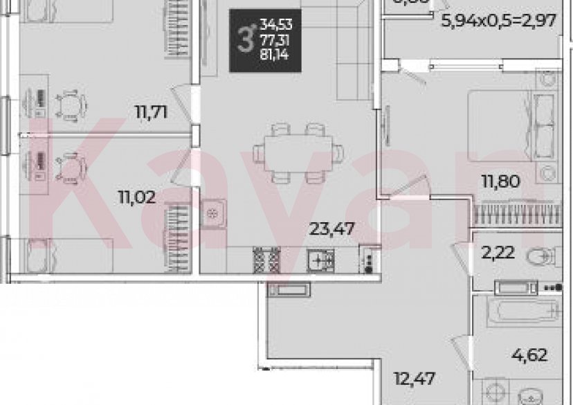 Продажа 3-комн. квартиры, 77.31 кв.м фото 0