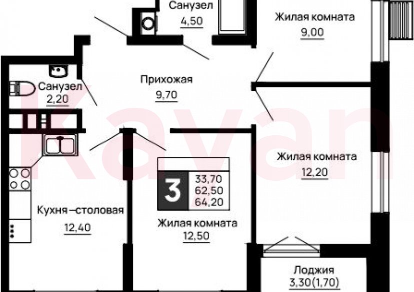 Продажа 3-комн. квартиры, 62.5 кв.м фото 0 Продажа 3-комн. квартиры, 62.5 кв.м фото 0