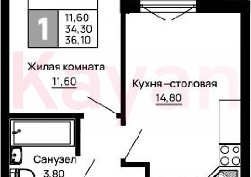 Продажа 1-комн. квартиры, 34.3 кв.м фото 0 Продажа 1-комн. квартиры, 34.3 кв.м фото 0