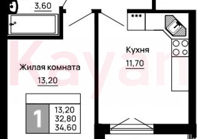 Продажа 1-комн. квартиры, 32.8 кв.м фото 0 Продажа 1-комн. квартиры, 32.8 кв.м фото 0