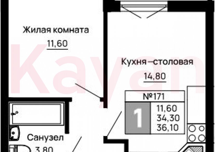 Продажа 1-комн. квартиры, 34.3 кв.м фото 0 Продажа 1-комн. квартиры, 34.3 кв.м фото 0