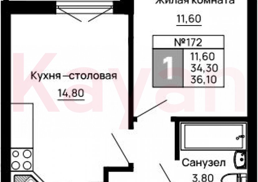 Продажа 1-комн. квартиры, 34.3 кв.м фото 0 Продажа 1-комн. квартиры, 34.3 кв.м фото 0
