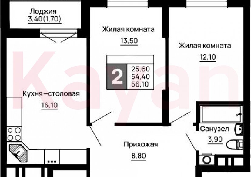 Продажа 2-комн. квартиры, 54.4 кв.м фото 0 Продажа 2-комн. квартиры, 54.4 кв.м фото 0
