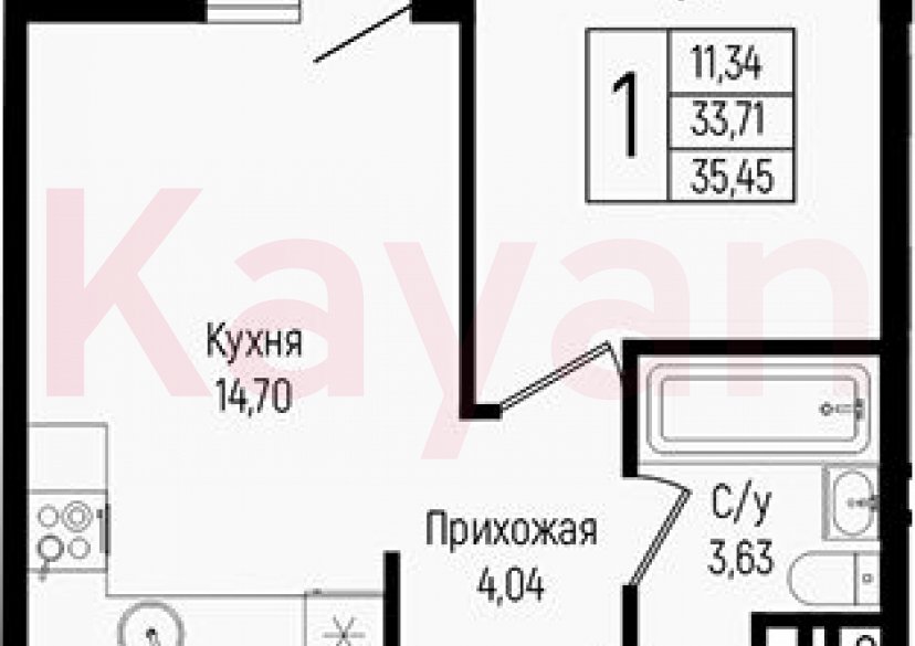 Продажа 1-комн. квартиры, 33.71 кв.м фото 0