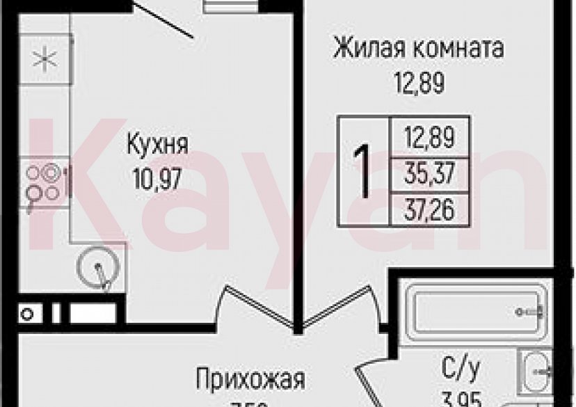 Продажа 1-комн. квартиры, 35.37 кв.м фото 0 Продажа 1-комн. квартиры, 35.37 кв.м фото 0
